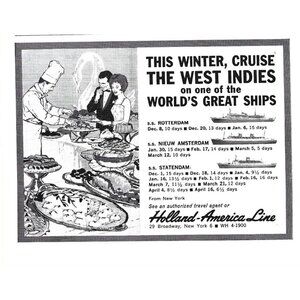 Holland American Cruise Lines Amsterdam Advertisement 1960s Vintage Print Ad